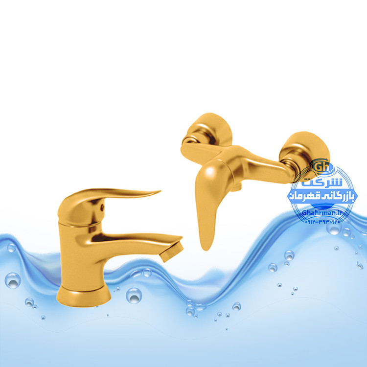 ست ۲ عددی شیر روشویی و شیر توالت اهرمی | طلایی مات | شیرآلات برند آیدا صنعت مدل قهرمان